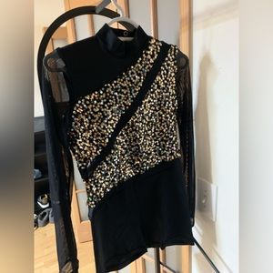 Dance Leotard, Brand: Weissman, Colors, black, silver, gold